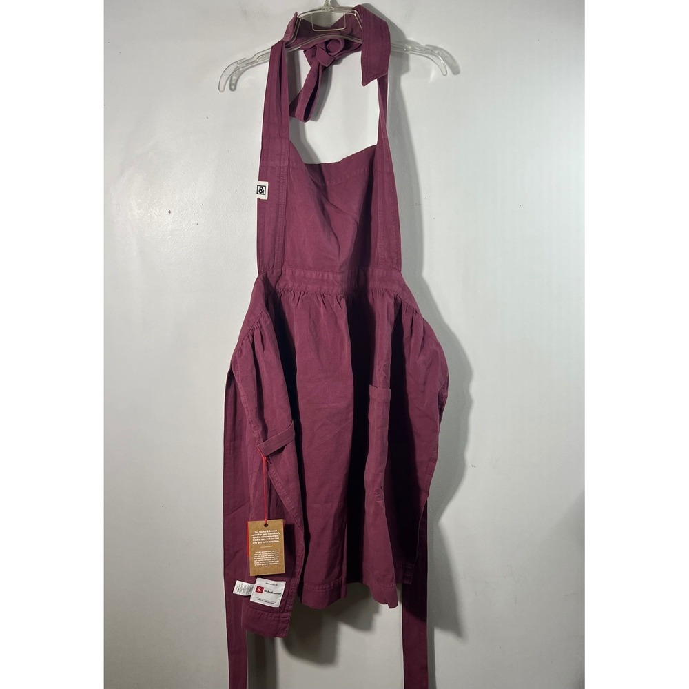 Hedley & Bennett Pomegranate Pinafore Apron OS NWT Cotton Linen Heavy Weight